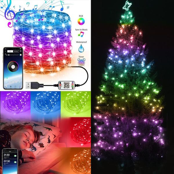 

christmas decorations 2021 lights rgb color bluetooth string light merry for home tree decor navidad gifts