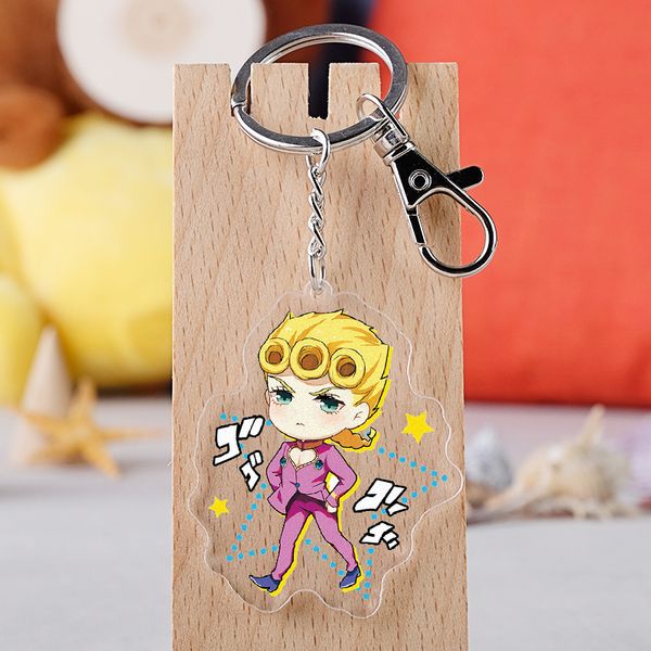 

anime peripheral jojo's bizarre adventure acrylic keychain transparent pendant, Slivery;golden