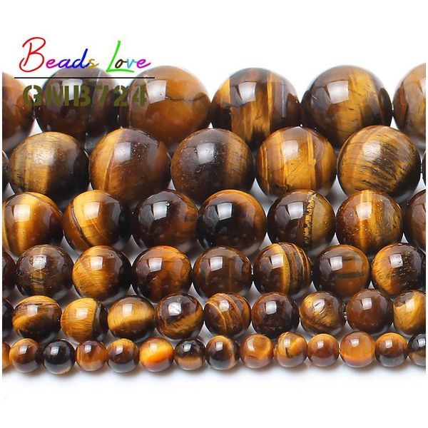 

4-12mm natural yellow tiger eye stone round loose beads for needlework jewelry making bracelet necklace diy wholesale qylsub