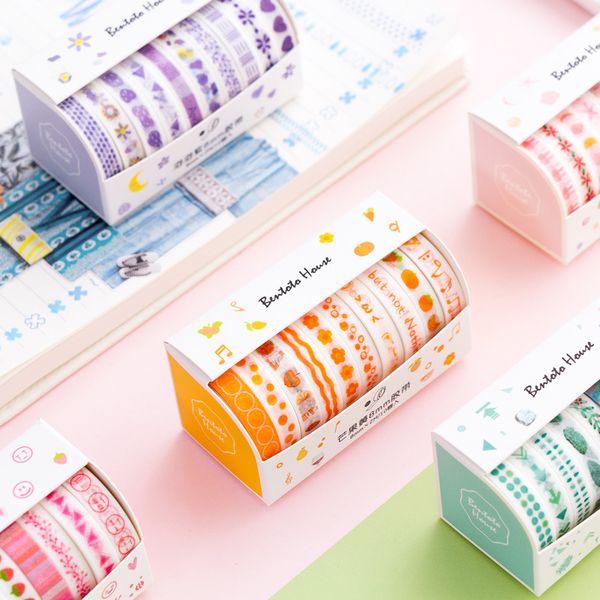 

tianzi 10pcs/box korean stationery masking tape kawaii decorative paper tape girl office accessories stationery stickers.