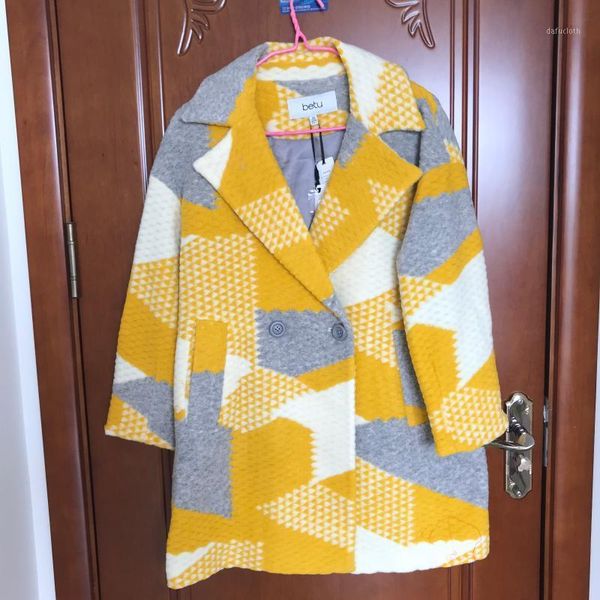 

brand women korean winter long overcoat yellow color lady cardigans full sleeve manteau femme hiver elegant1, Black