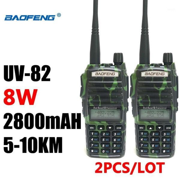 

2pcs baofeng uv 82 portable two way ham radio add foldable antenna 5-10km baofeng walkie talkie uv-82 camouflage hf transceiver1