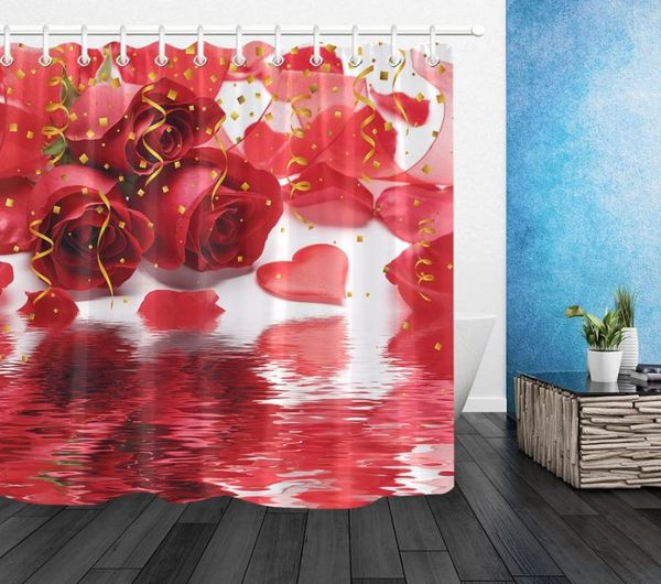 

shower curtains red rose flower curtain valentine's day floral bath decorative privacy bathroom polyester washable