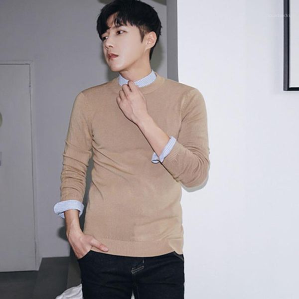

solid color slim winter sweater warm knitted pullover men turtleneck sweater korean style wool smart casual mens sweaters 20191, White;black