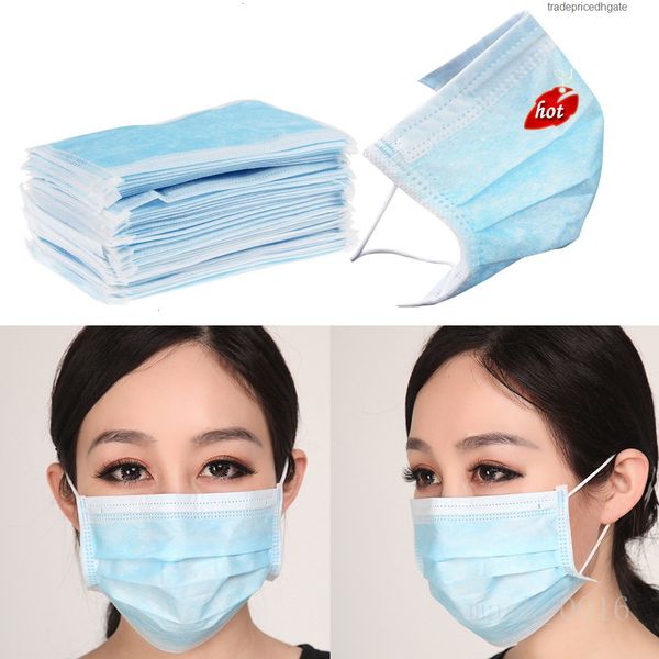 

disposable 50pcs face lot 3 layer filter mouth masks dust pollution mask pm 2.5 in stock auw ebb2