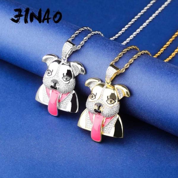 

jinao new fashion hip hop jewelry tongue dog animal all out pendant&necklace tennis chain gold sliver-color for man gift, Silver