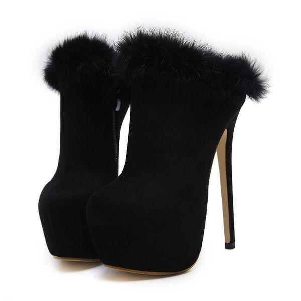 

of women peles ankle herd black solid winter furry short platform foot boots round heel thin shoes tl-a0208 w57q