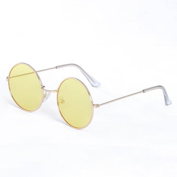 

2020 new color yellow round sunglasses girls luxury designer sun glasses femme women sunglasses fashion cute eyewear, White;black