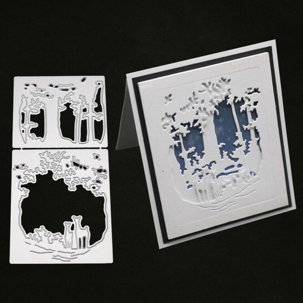 

die cutting template christmas moose tree woodland scrub birthday wedding card