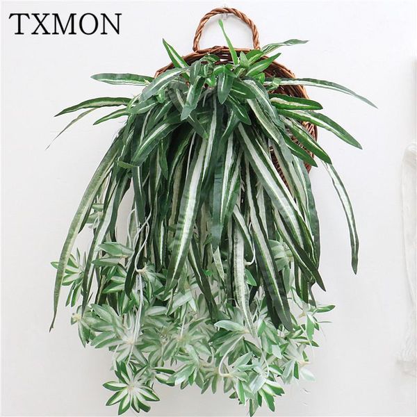 

artificial flower plants wall hanging 65cm 5 heads chlorophytum grass plants fake simulation flower material home decoration1