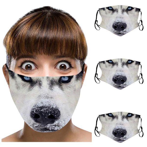 

3pc funny face scarf mask mascarillas dog face print cubrebocas mondmasker face masque lavable bandage mouth maske mascara sqckae