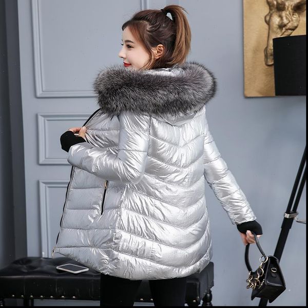 

2021 new winter jacket women big fur belt hooded thick womens down jacket x long female jacket coat slim warm winter outwear, Black
