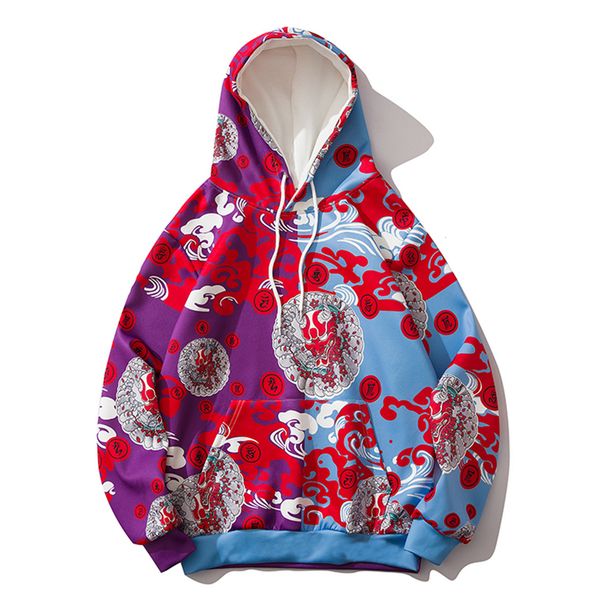 

2021 new women color block thin pullover wave print hip hop streetwear mens oversize cotton harajuku hoodie swatshirt men a755, Black