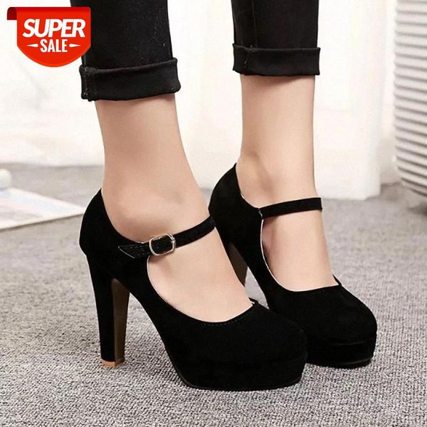 

2019 new high-heeled women's shoes, frosted high-heeled shoes, thick and low-cut women's office work shoes #bq8u, Black