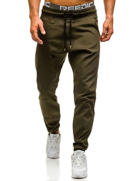 

male new fashion 2020 slim solid color men casual pants man trousers mens joggers1, Black