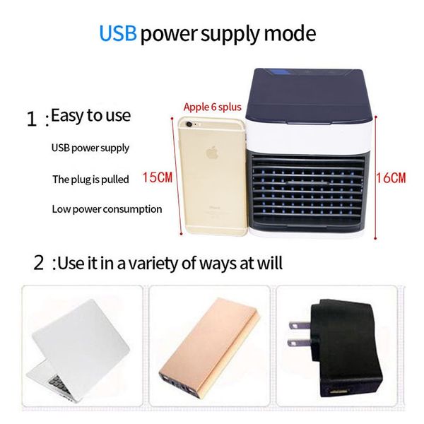 

saengq mini air conditioner air cooler fans usb portable air cooler conditiioner table mini fan for office home 7 color light f jllzbk