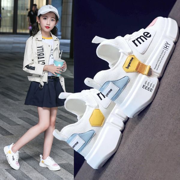 

girls sneakers 2020 new fashion breathable casual children's white shoes korean fashion girl's shoes zichun t200709, Black;red