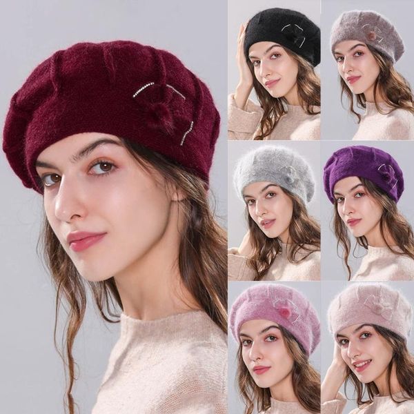 

berets d women baggy warm crochet winter wool knit ski beanie skull slouchy caps hat stretchy soft and fashionable, Blue;gray