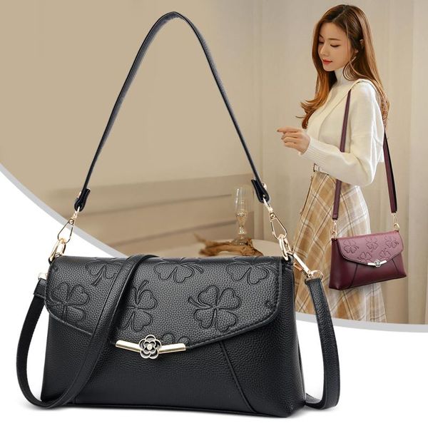 

floral pattern clamshell pu leather square messenger bag for women underarm small shoulder bag female simple quality handbags