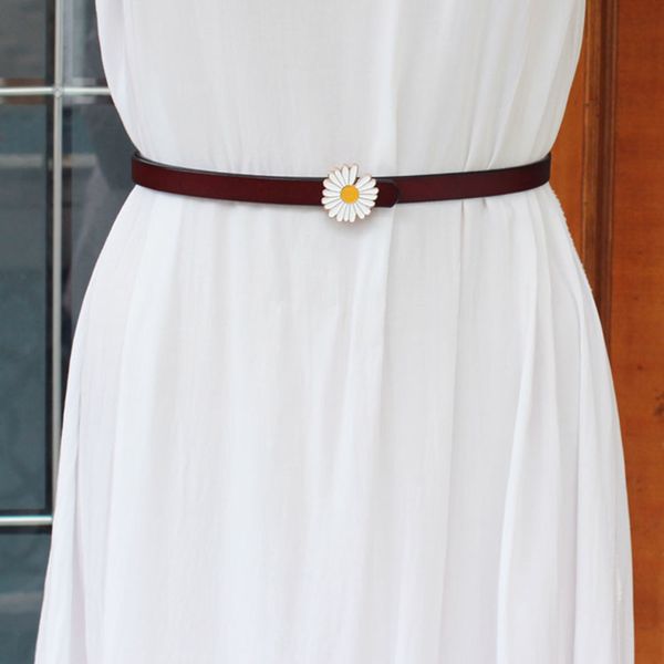 

new style thin women's skirt decoration shirt dress simple versatile daisy small belt black and white fashion, Black;brown