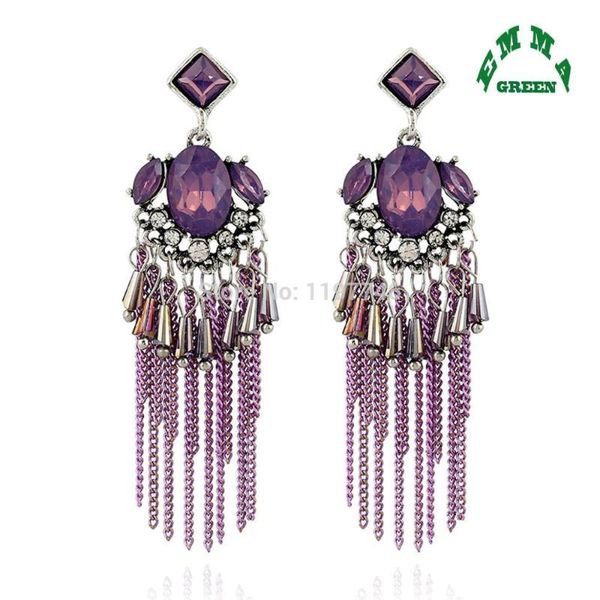 

vintage big rhinestone drop tassel ethnic earrings handmade jewelry bohemian earrings for women fashion accessories new 2021, Silver