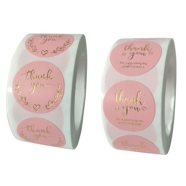 

pink paper round label thank you sticker scrapbooking 500pcs 1inch for wedding gift card business packaging stationery