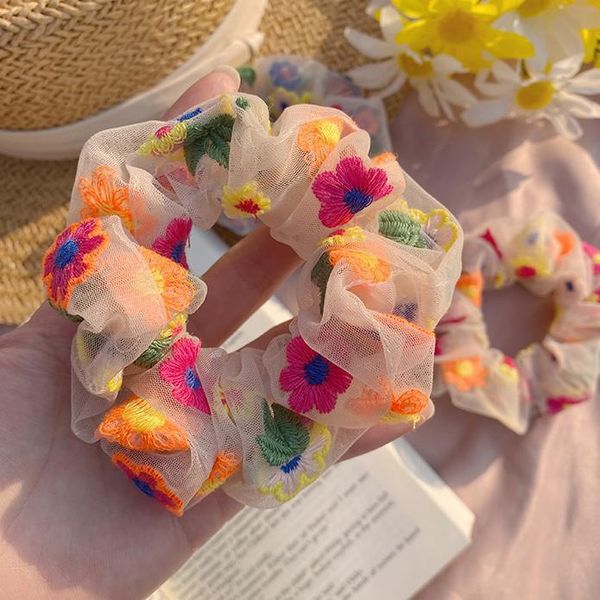 

aomu chic chic красочная вышивка цветок прозрачная чистая пряжа эластичные молоды для женщин 2020 весенние волосы аксессуары jllhpr, Golden;white