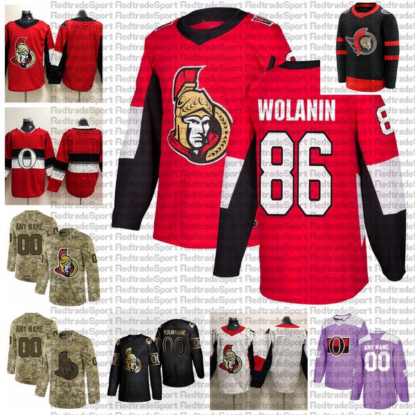 

2021 customize #86 christian wolanin ottawa senators jerseys golden edition camo veterans day fights cancer custom stitched hockey jerseys, Black;red