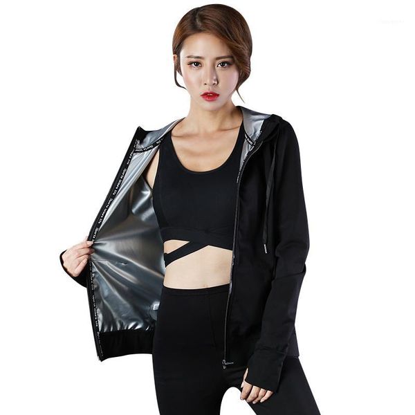 

running jackets women sets female sauna suit girl burn belly fat compression clothing slimming body shaper pants and long sleeve jackets1, Black;red