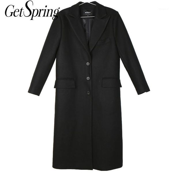 

getspring women woolen coat black vintage long winter coat women casual fashion wool overcoat 2020 new fashion overcoat1