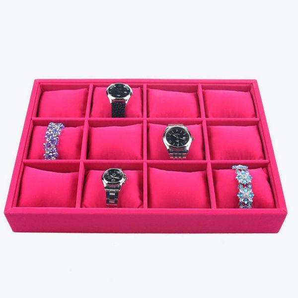

new fashion rose red velvet bracelet display pillow watch holder bangle chain organizer watch showcase jewelry display props, Pink;blue