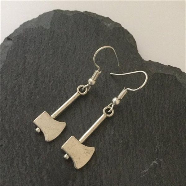 

dangle & chandelier halloween axe earrings gothic jewellery gift, Silver