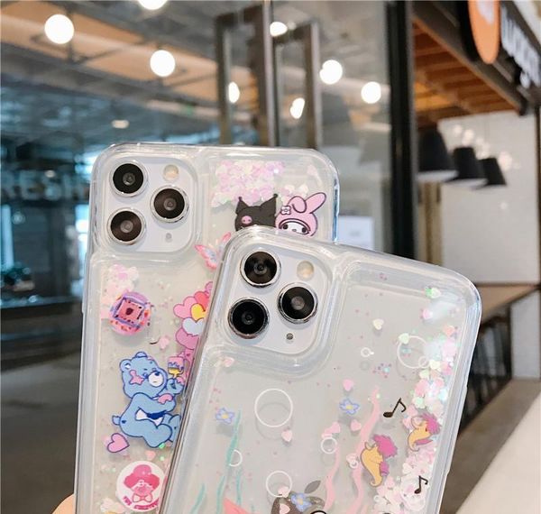 

fashion lovely pretty movie cartoon character glittering flow sequins sand phone case for iphone 12 11 pro x x qylkjm infant2005