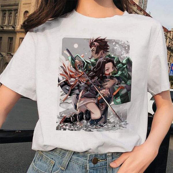 

women men clothes oversized t shirt japanese anime kimetsu no yaiba slayer t shirt graphic tee tshirt streetwear pu, White