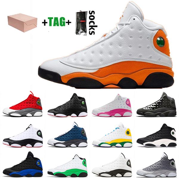 

with box jumpman 13 13s 2021 mens womens basketball shoes satin\r\r soar playground lakers sports sneakers trainers eur 47, White;red