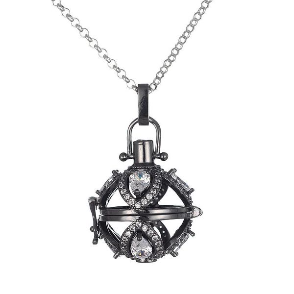 

inlaid zircon and color retention] lucky flower prenatal care necklace, fragrance, perfume essential oil diffuser pendant, Silver
