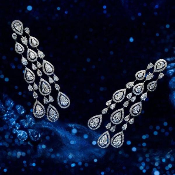 

dangle & chandelier godki trendy luxury multicolor cz cubic zircon tassel earrings for women wedding long pendientes mujer moda 2021, Silver
