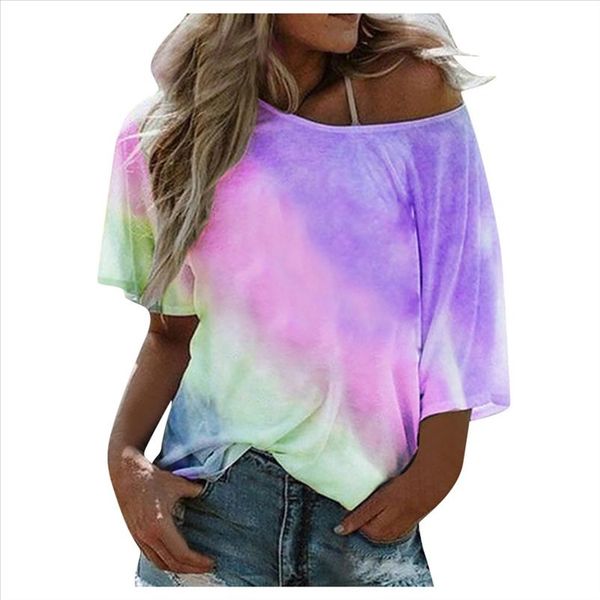 

38 womens and blouses plus size ladies summer large size off shouldered tie dye monogrammed blouse vintage, White