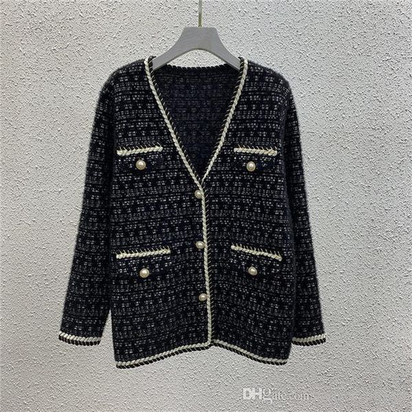 

autumn 20ss new women's knitted jacket coat mink fleece sweater loose outer wear women's knitted jacket casual coat v-neck cardiga, White;black