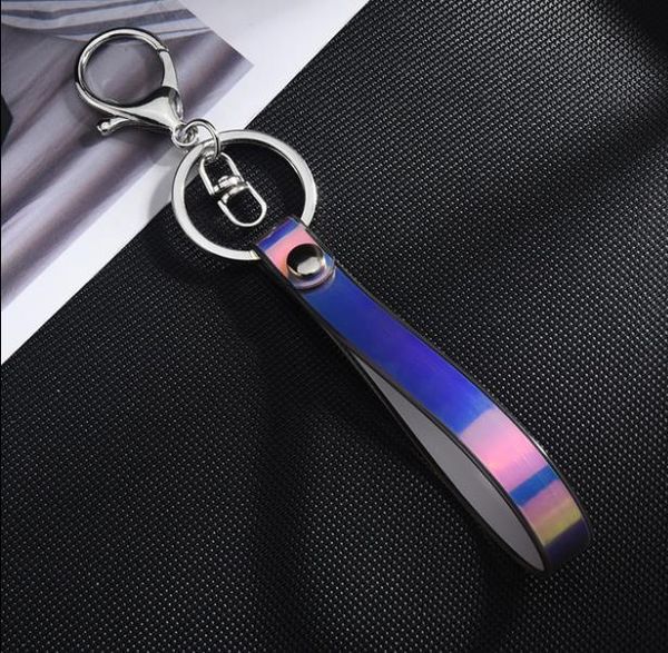 

style symphony keychain shiny side new bright leather rope hanging buckle pvc soft silcone lanyard, Silver