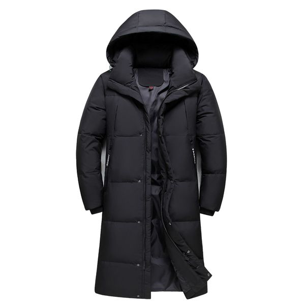 

long down jacket for men women winter coat hoodies outerwear jacket warm thick hood parkas male clothes plus size windproof pocket parka, Black
