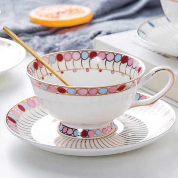 

wourmth bone porcelain afternoon tea and saucer set ceramic phnom penh coffee cup stainless spoon 220ml home drinkware q0109