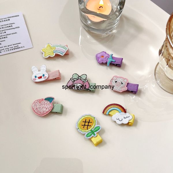 

2022 2 pcs/set children cute sweet knited cartoon flower ornament hair clips baby girls lovely hairpins kids fashion hair accessories, Slivery;white