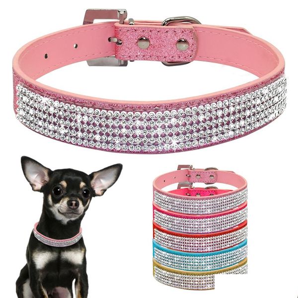

bling diamante rhinestone pu leather cat dog collars pink for small medium dogs chihuahua yorkie 5 co qylips dh_garden