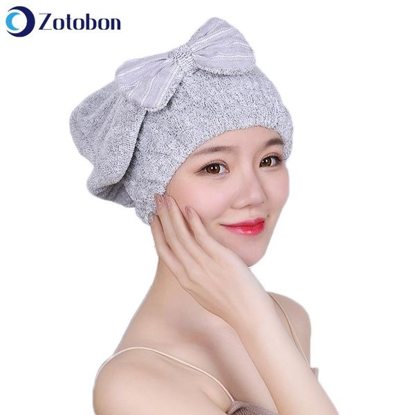 

shower caps zotobon microfibre quick hair drying bath spa bowknot wrap towel hat cap solid color bathroom accessories m92