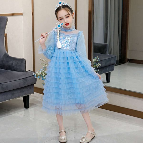 

and girls' autumn 2020 new ice snow wonderland aisha long sve cake skirt halloween drs, Red;yellow