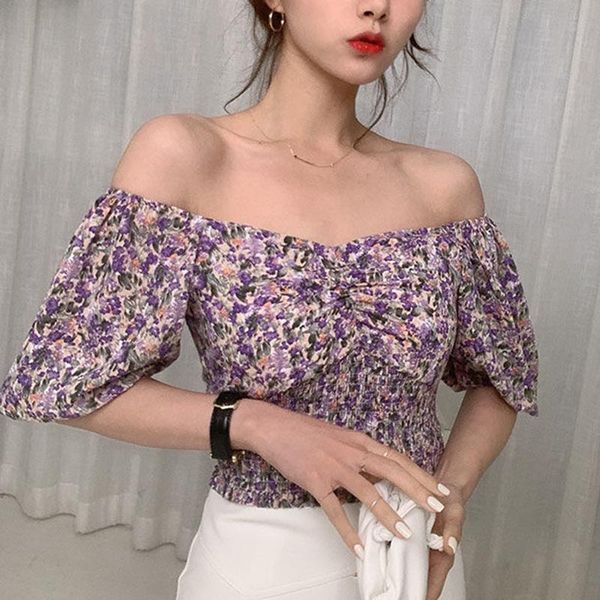

women's blouses & shirts off shoulder women spring summer style chiffon lady casual short lantern sleeve square collar blusas zz0199, White