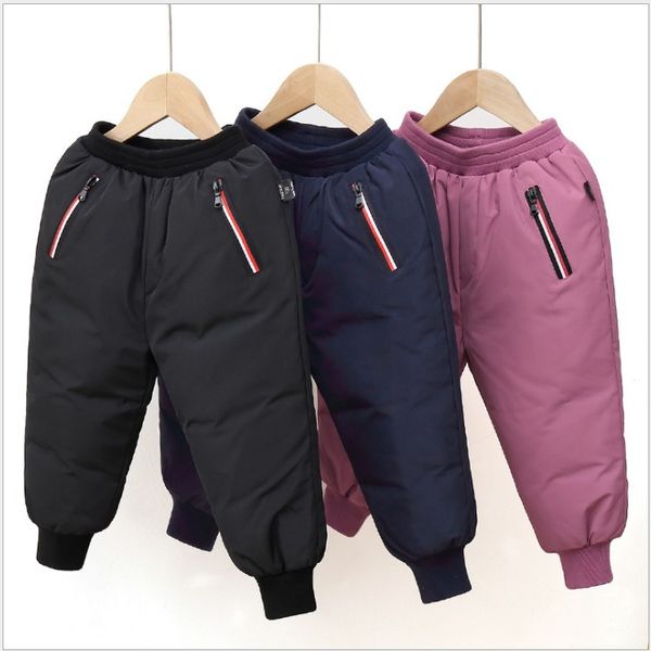 2021 New outono inverno meninos meninas para baixo calças crianças crianças inverno crianças engrossar calças quentes 5 pcs / lote