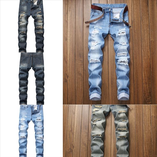 

mqwco jeans white flame print jeans man hole skull graffiti mens jeans skinny biker for man denim punk pants low pri men's new, Black