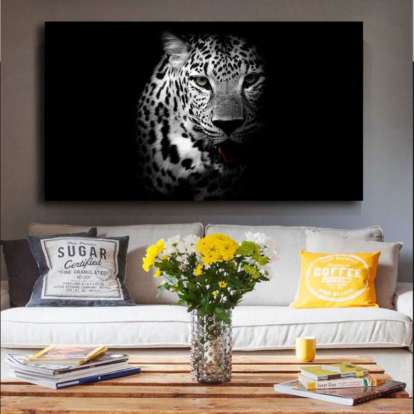 

black and white leopard poster wild animal canvas painting poster and prints wall art decoration pictures for living room